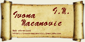 Ivona Macanović vizit kartica